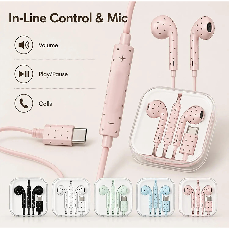 Wired Earphone Mic - Наушники Type C с узором в