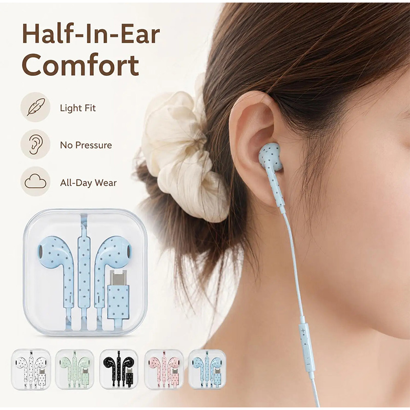 Наушники Type C с узором в гор – обзор и цена Wired Earphone Mic