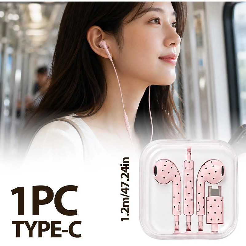 Наушники Type C с узором в гор – обзор и цена Wired Earphone Mic